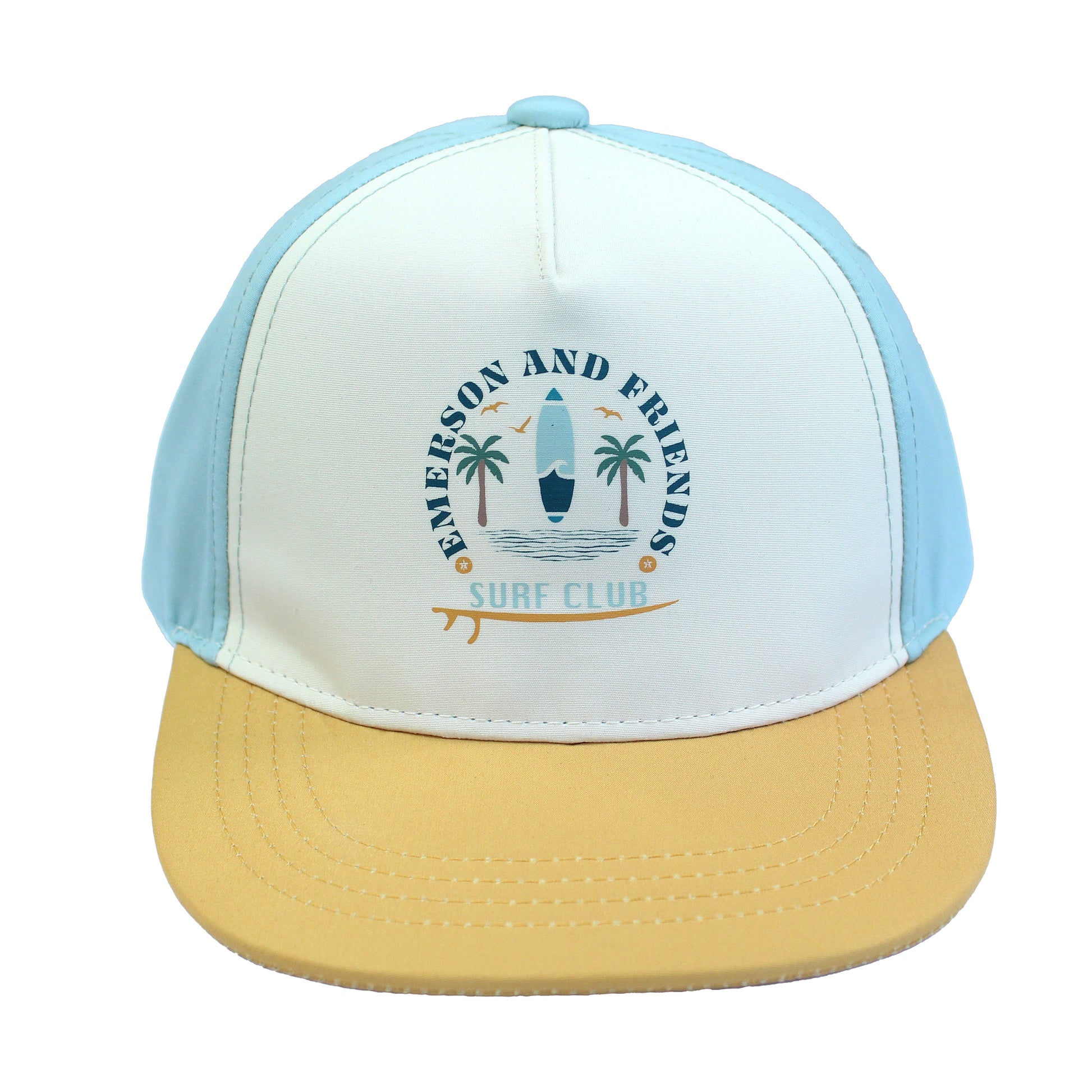 Cap with 'Emerson and Friends Surf Club' logo on a white background