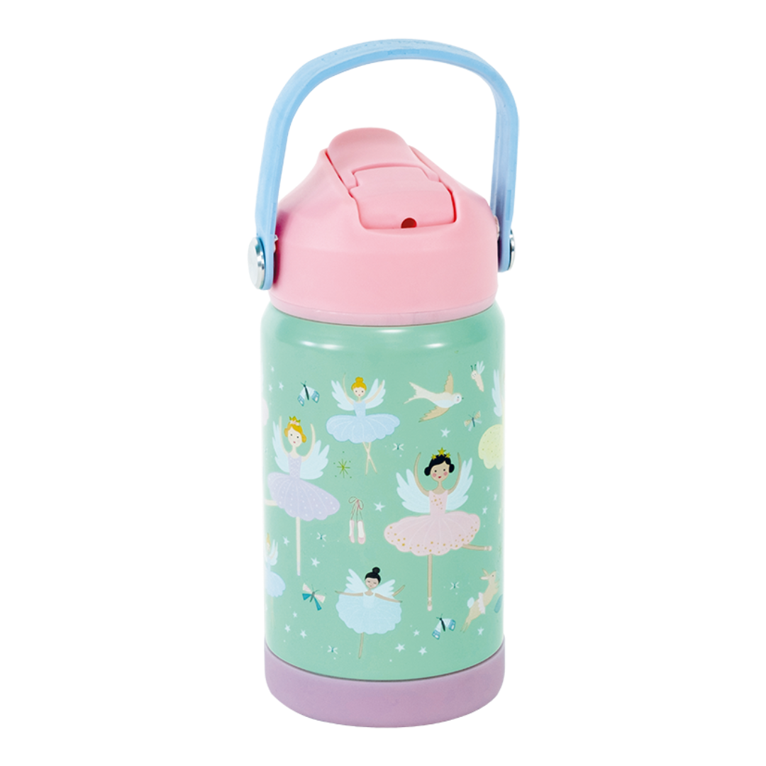 water bottle with ballerinas pink and blue