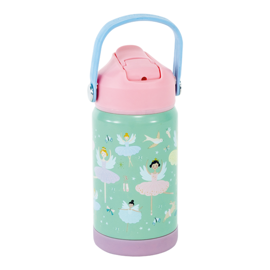 water bottle with ballerinas pink and blue