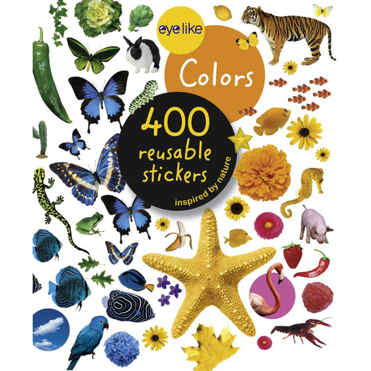 a sticker book called eyelike colors that includes 400 reusable stickers