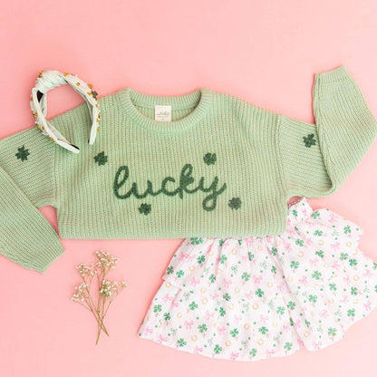 Sweet Wink - Lucky Shamrock St. Patrick's Day Knit Sweater - Kids
