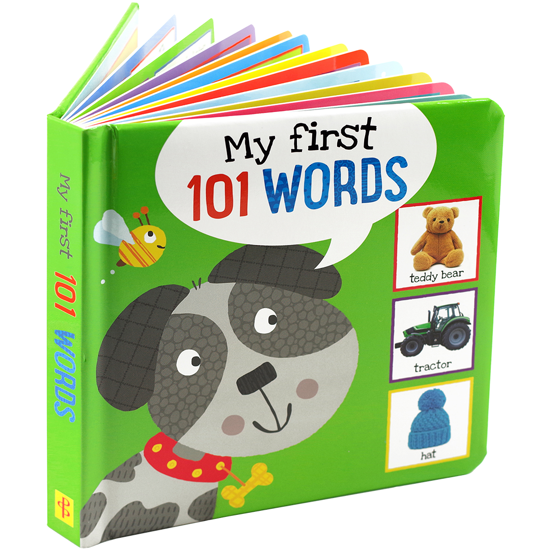 abc book showing a doggy with the learning his first words