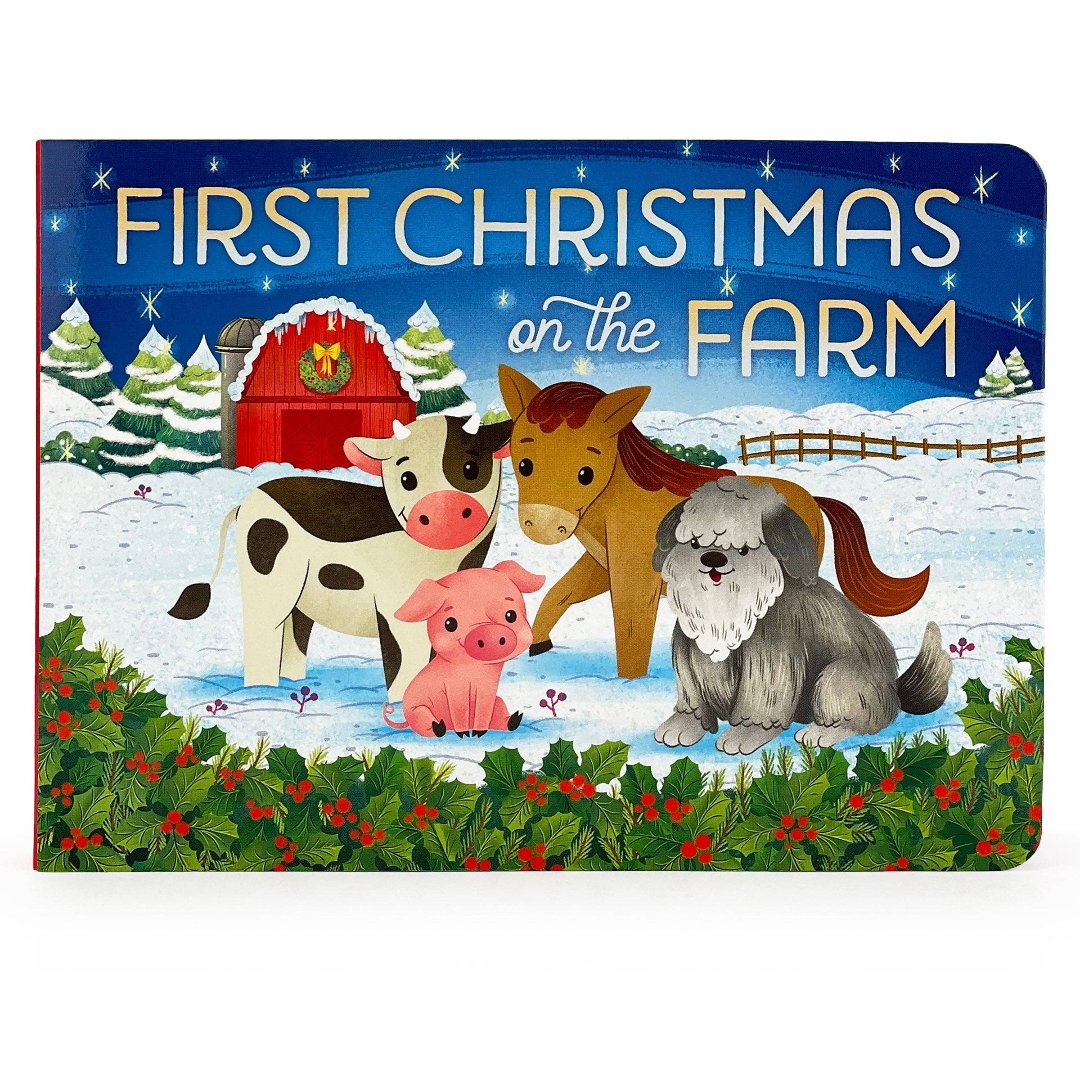 christmas themed farm animals book cover