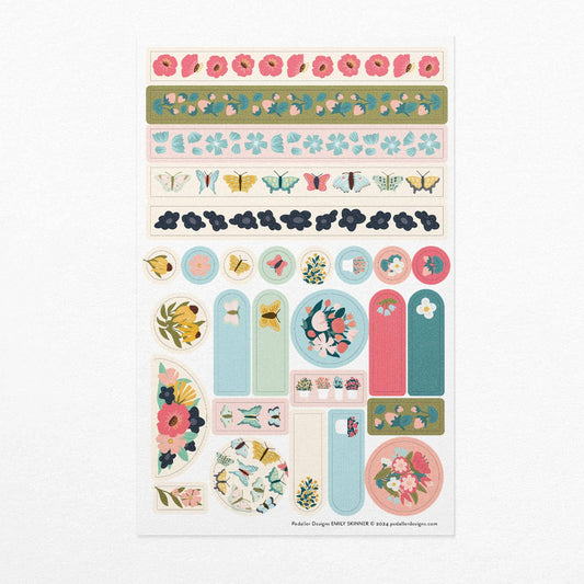 journaling stickers that are florals and butterflies