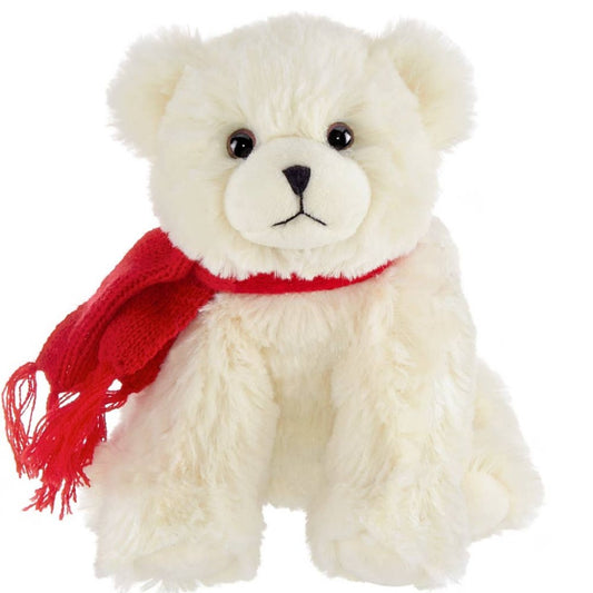 white polar bear plush with red scarf