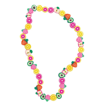 a fruit themed necklace with fruit shaped beads