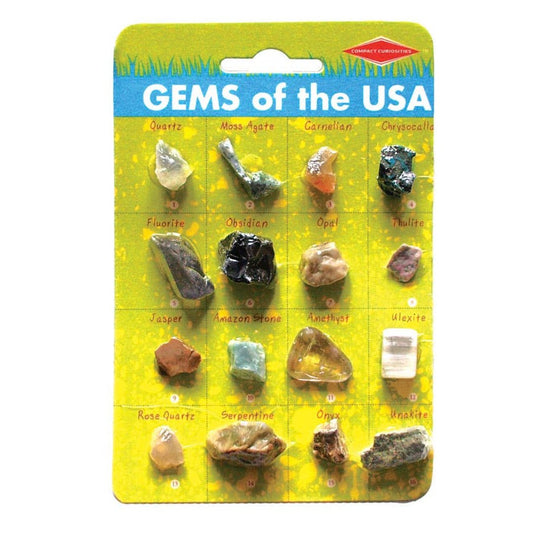 16 gems from the USA on a display card