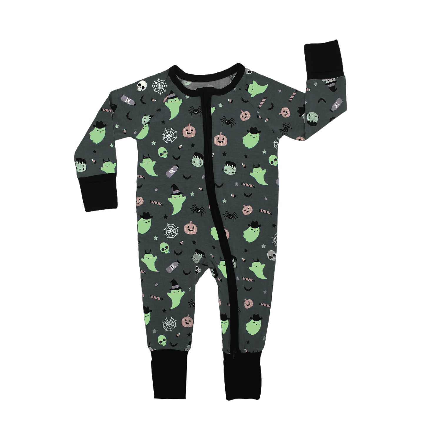 Boo Crew Glow-in-the-Dark Halloween Bamboo Convertible Baby Pajamas