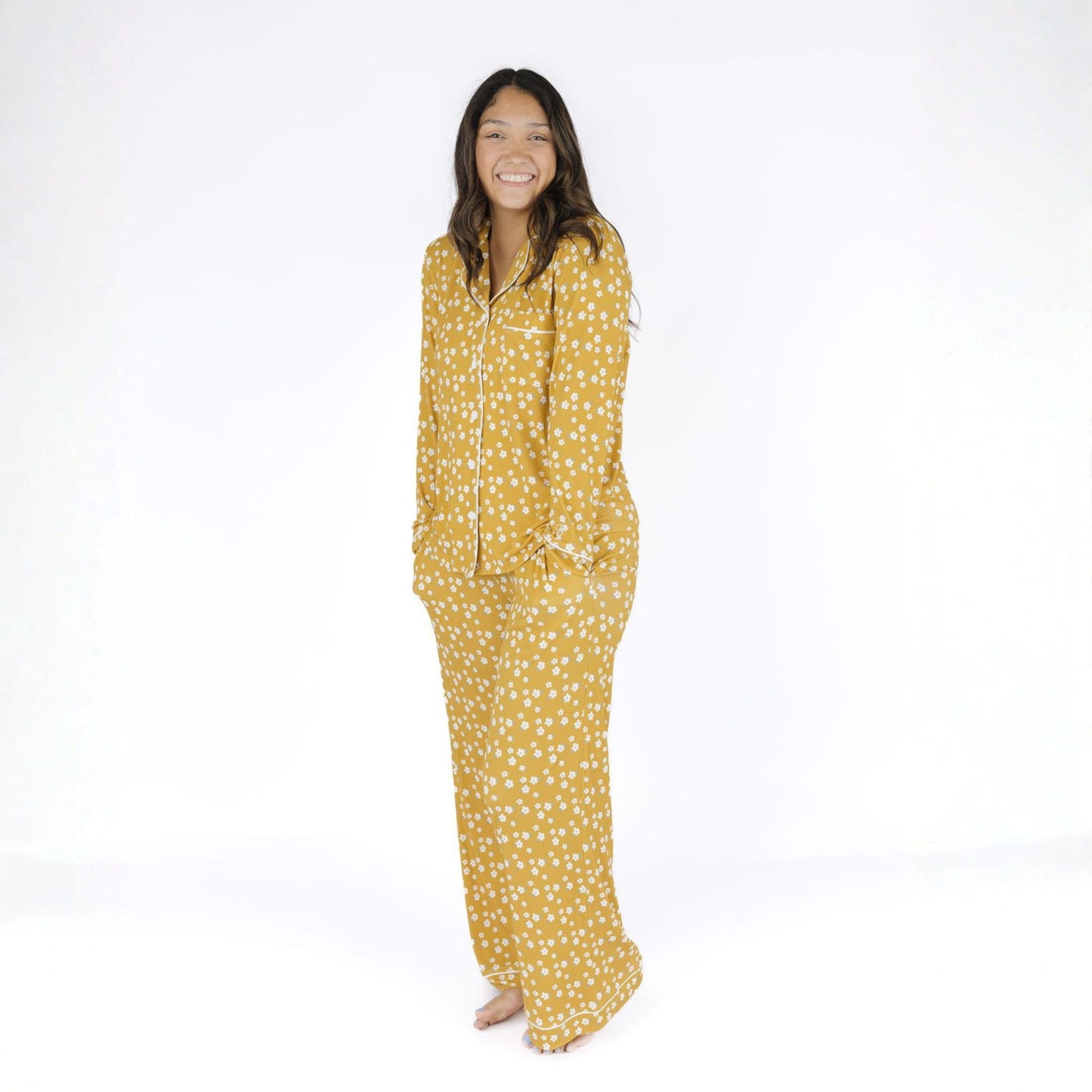 women wearing our Golden blooms floral women set