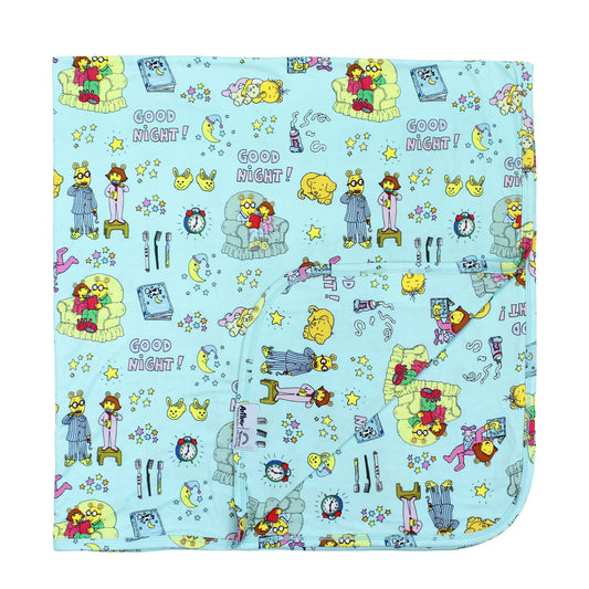 Emerson and Friends Good Night Arthur™ Luxury Bamboo Baby Blanket, featuring a soft bedtime-themed print with Arthur and friends, made from ultra-gentle and breathable bamboo fabric for cozy snuggles and restful sleep.