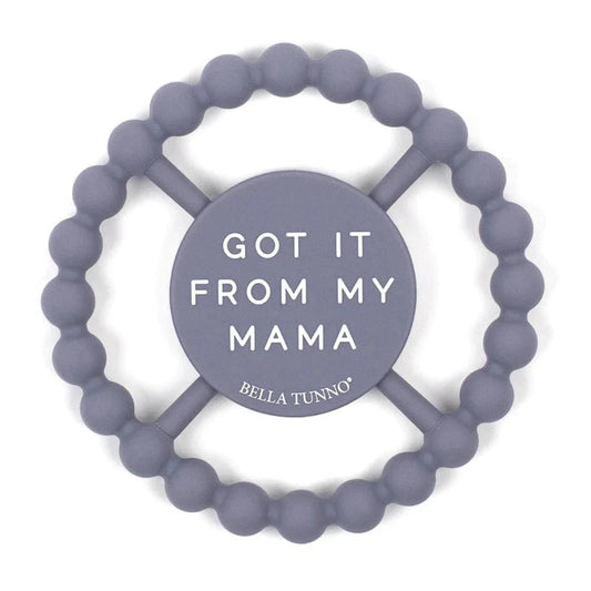 purple baby teether ring that says got it from my mama on it