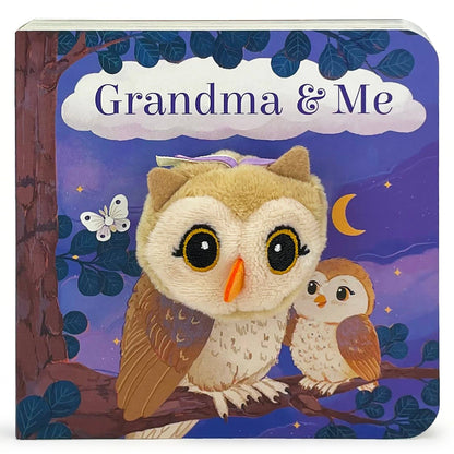 little board book with a finger puppet owl in the middle