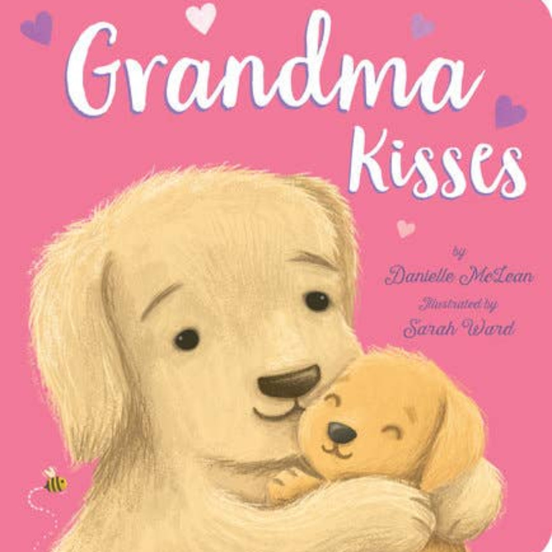 a board book called grandma kisses that has a grandma dog and a puppy on the front cover