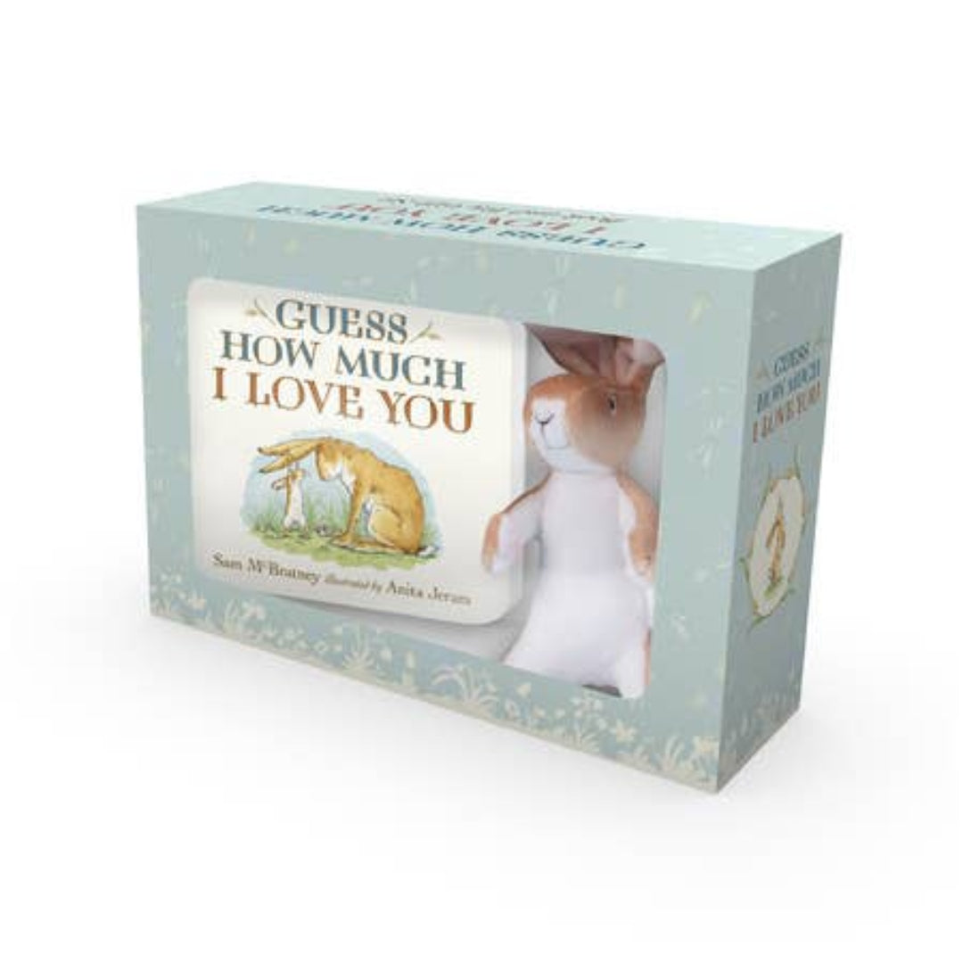 box set with the book "Guess how much I love you" and a plush bunny
