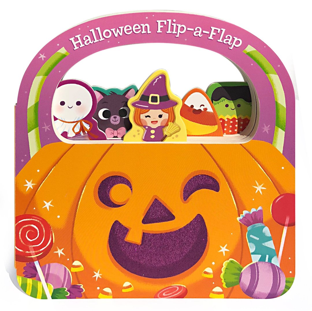 halloween theme board book with a pumpkin on the front