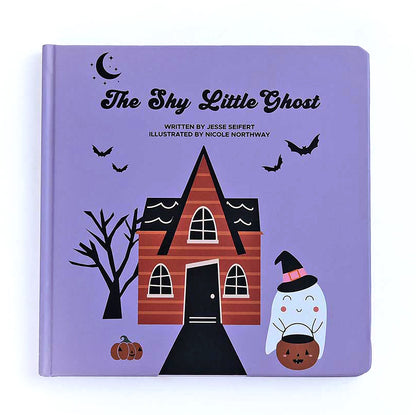 the "Shy Little Ghost" board book. written by Jesse Seifert. illustrated by Nicole Northway.