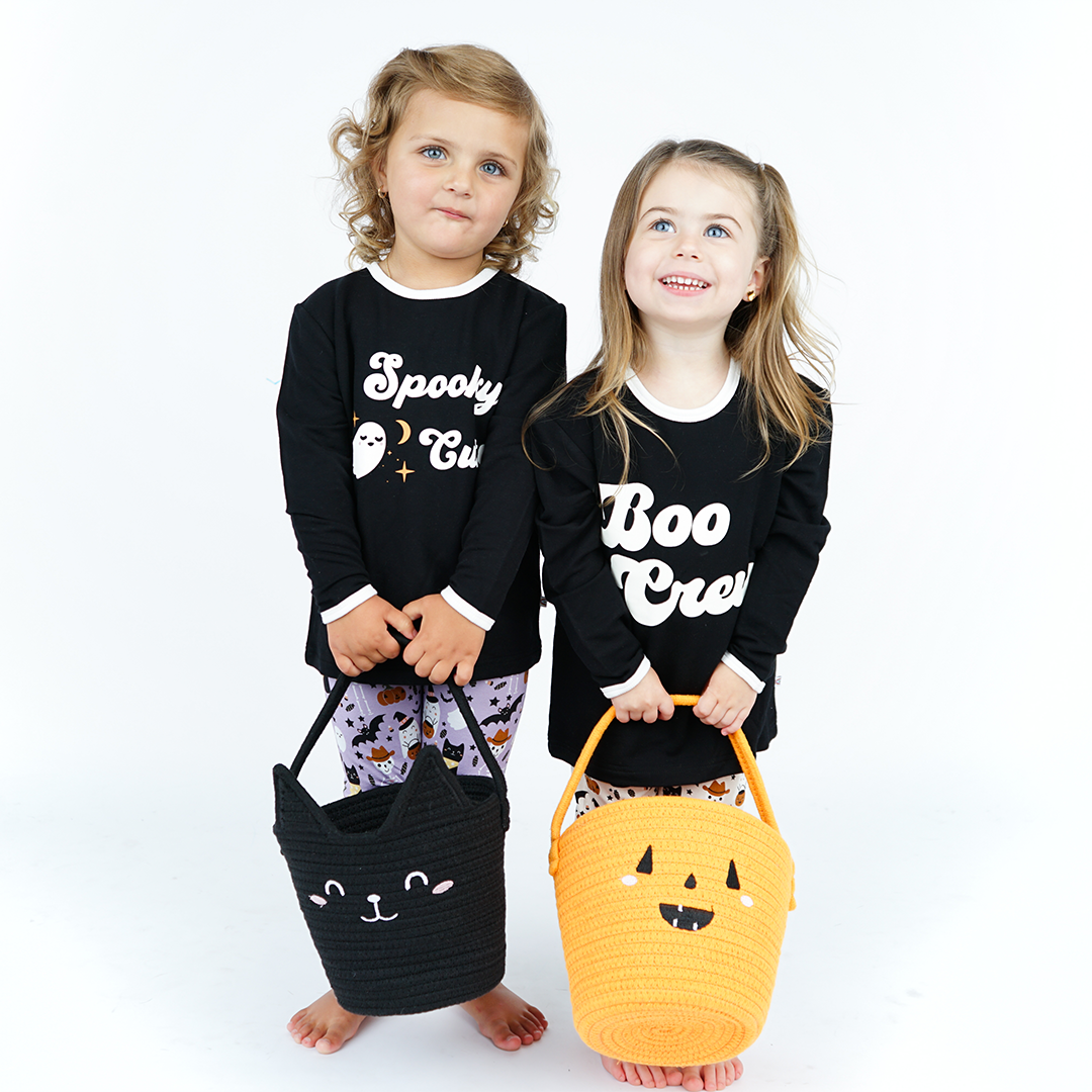 Boo Crew Halloween Long Sleeve Viscose Bamboo Terry Ringer Kids Tee Shirt