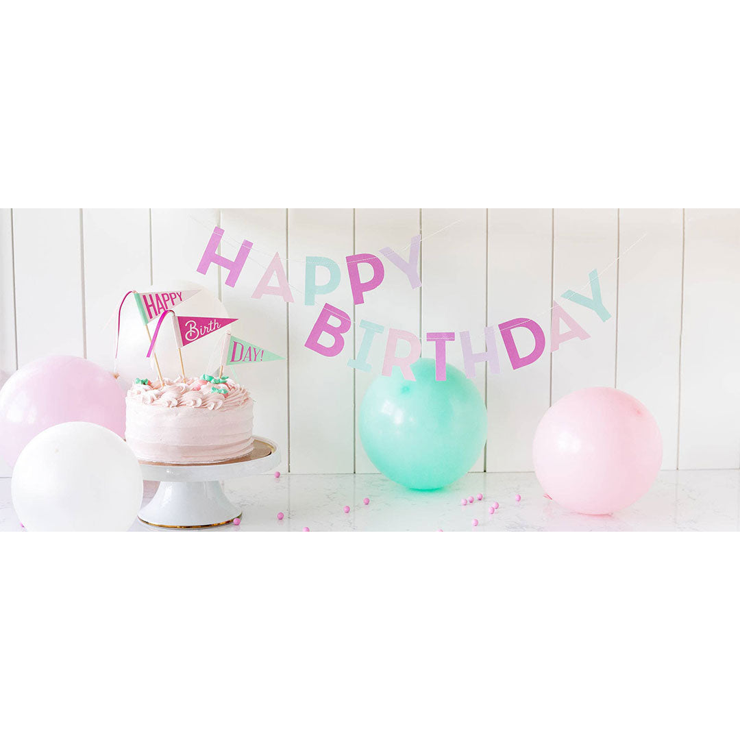 Pink Happy Birthday Banner