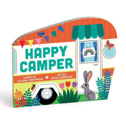 a book called happy camper thats shaped like a camper van