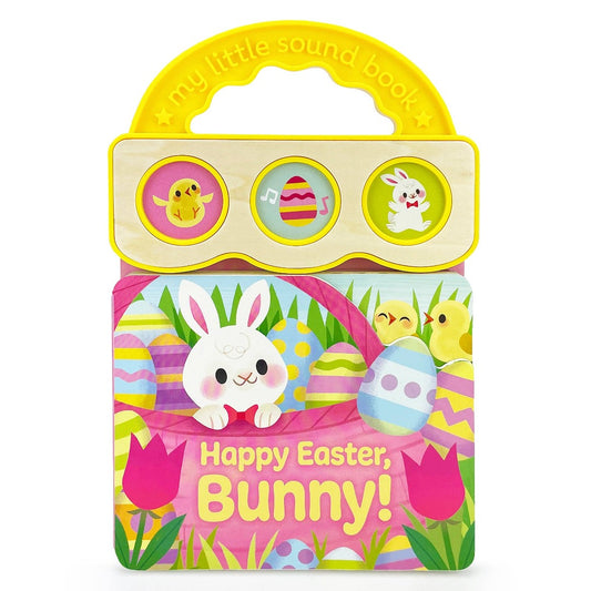 easter bunny and eggs in garden with 3 interactive sound buttons