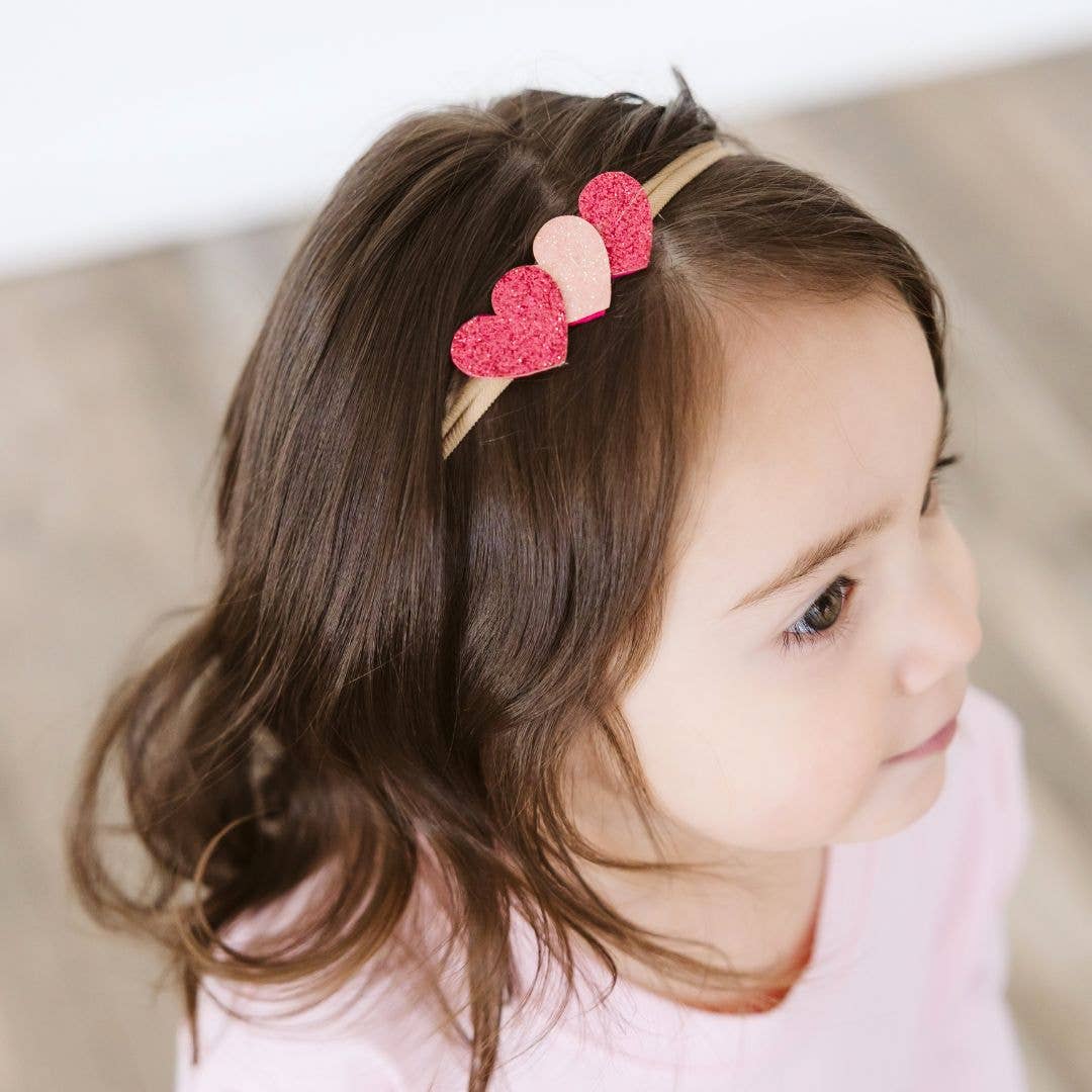 Sweet Wink - Pink Sparkle Hearts Valentine's Day Baby Headband