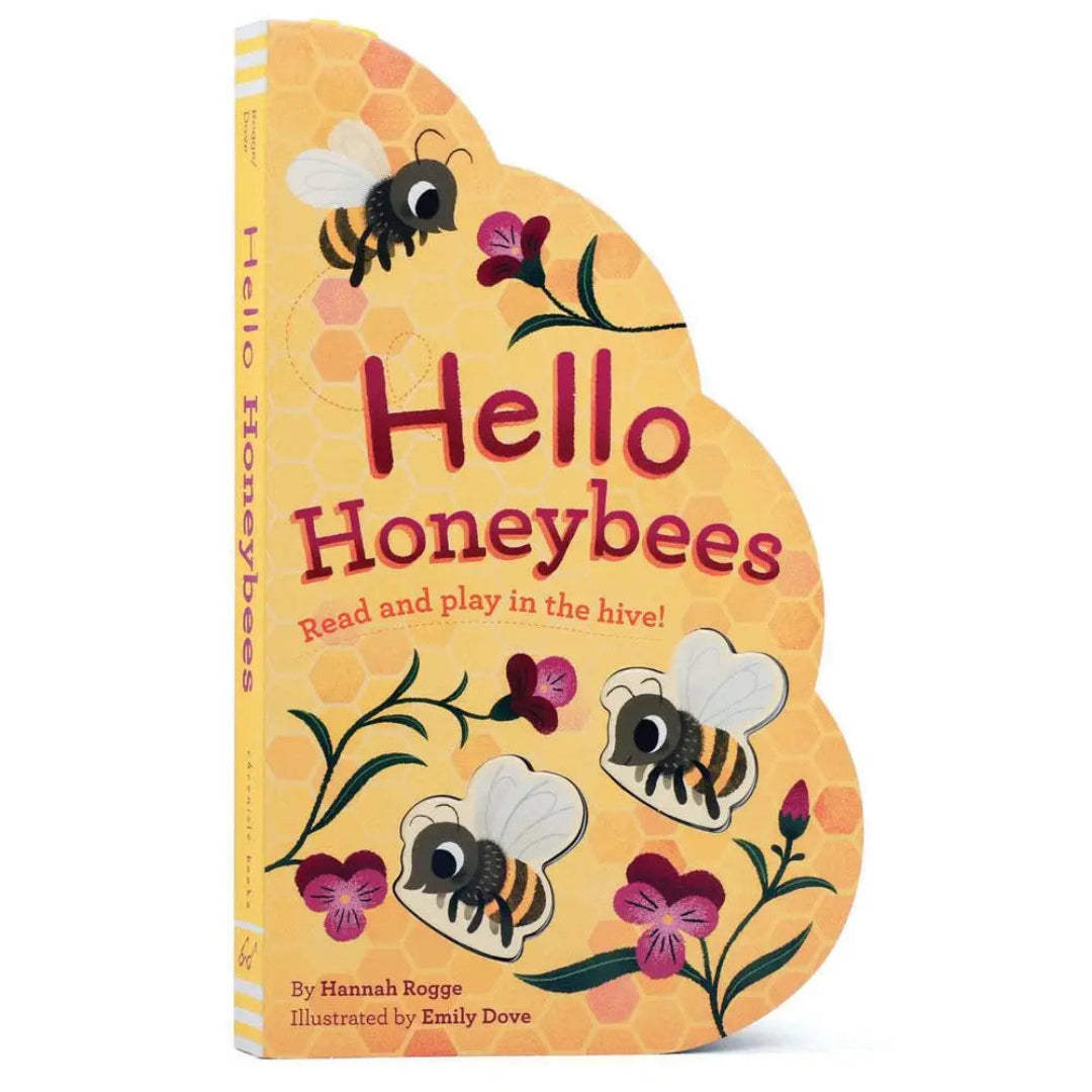 honey comb shaped board book with honey bees on the cover