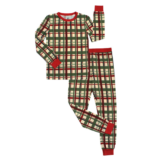 Kids Bamboo Pajamas in Holiday Plaid 