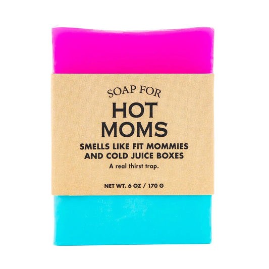 Pink and blue soap in a brown wrapper