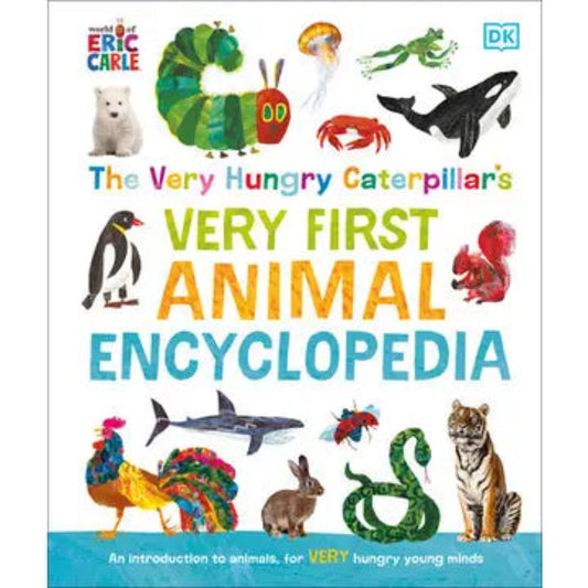 colorful book with different animals all over the cover, including the very hungry caterpillar
