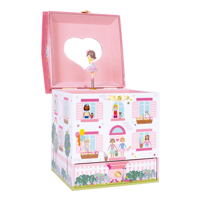 Decorative jewelry box with a ballerina design on a white background