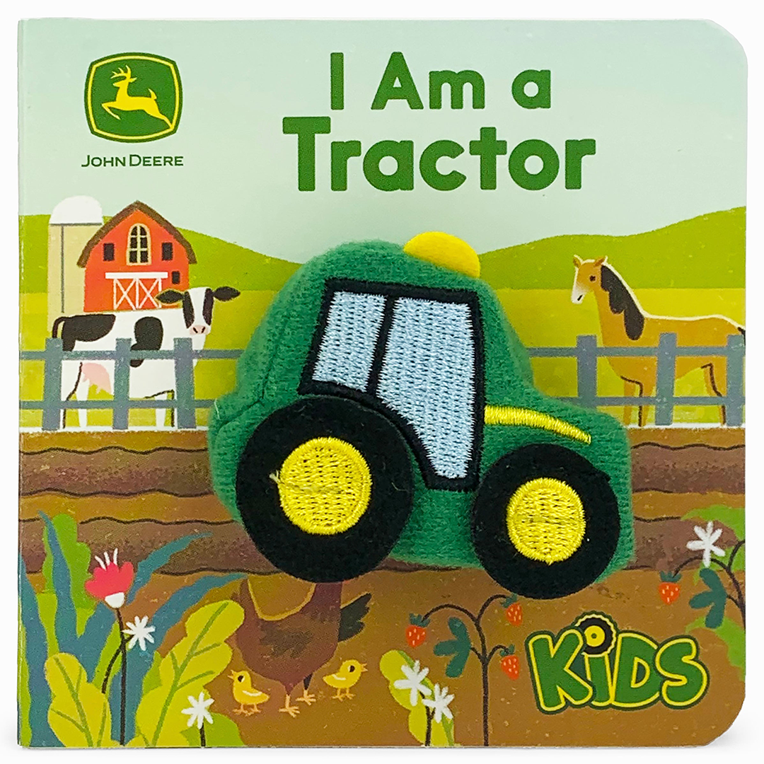 green tractor puppet book on the farm