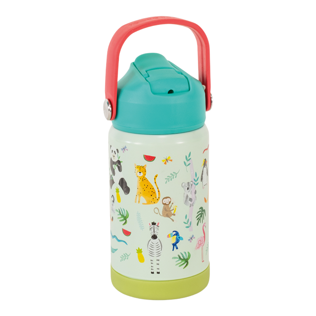 kids insulated water bottle with jungle animals on it