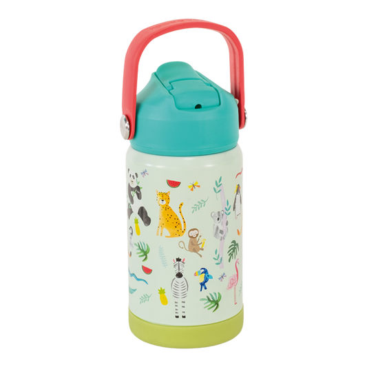 kids insulated water bottle with jungle animals on it