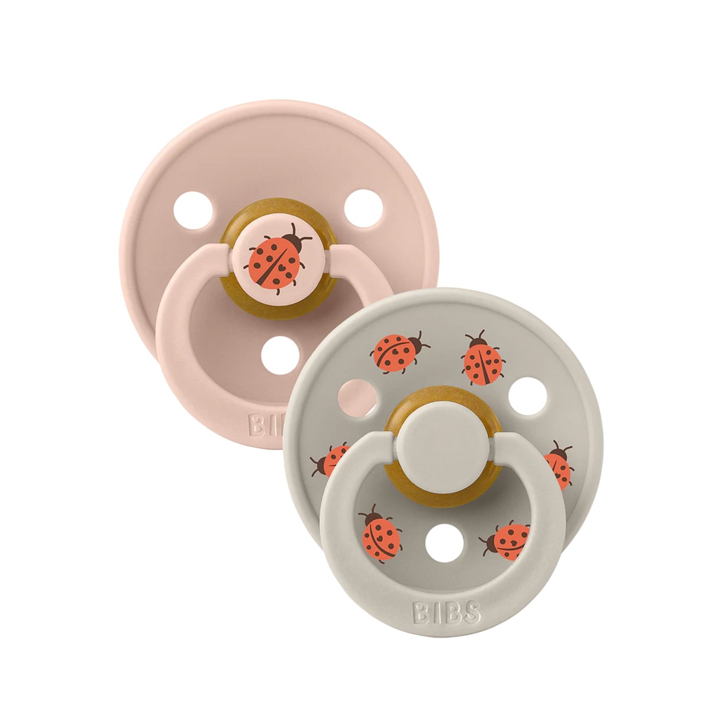 BIBS - STUDIO Colour 2 Pack Ladybug Pacifiers - Blush/Sand