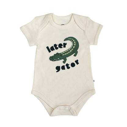 the "later gator" cotton bodysuit. this design says "later gator" with a alligator across it. 