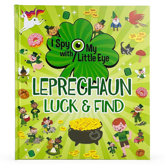 green clover with leprechauns and a pot of gold (book cover)