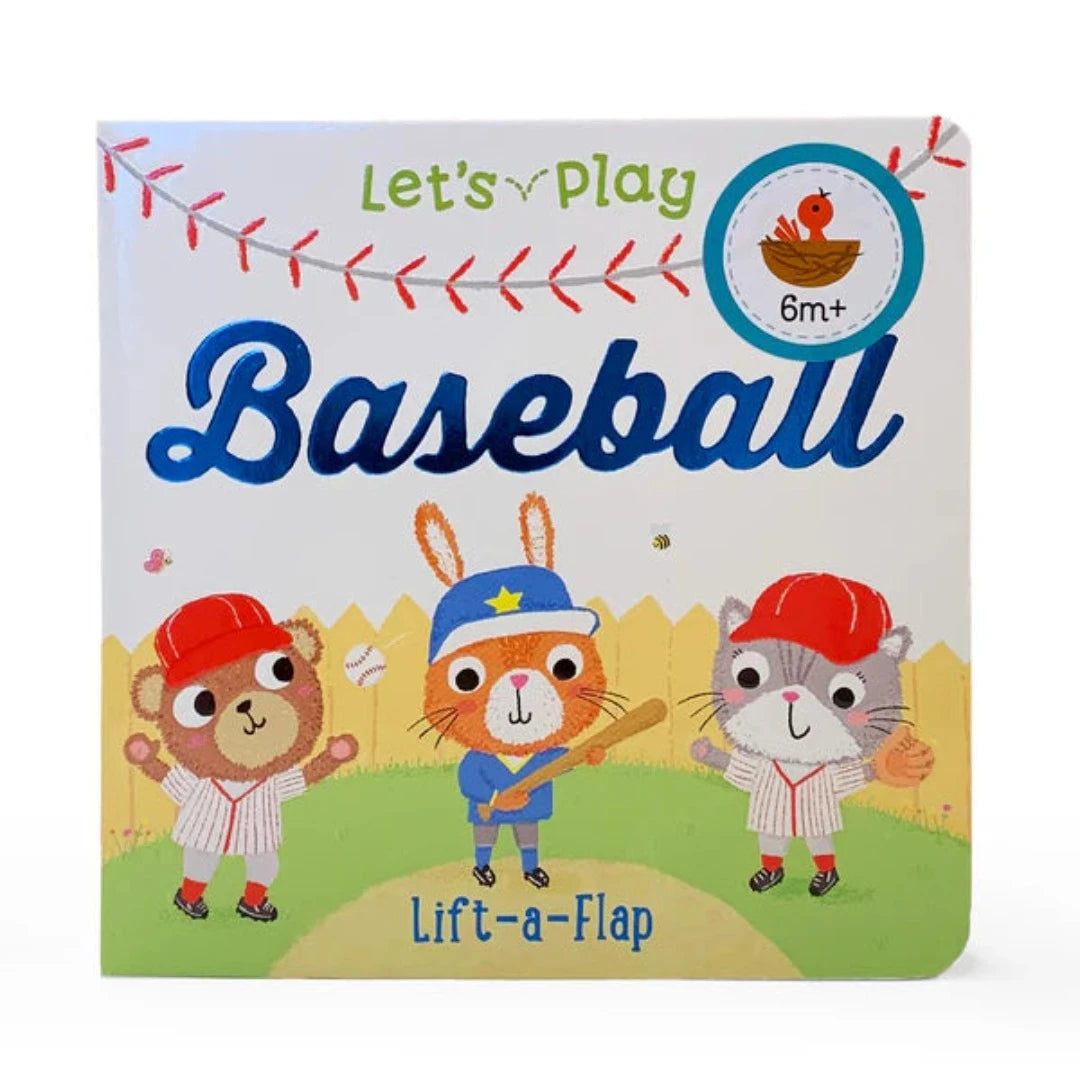 A multi-colored scene of a bear, rabbit, and cat playing baseball