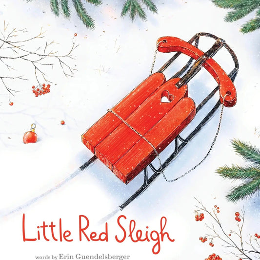 Picture book with a red and brown sleigh in a snowy scene on the cover