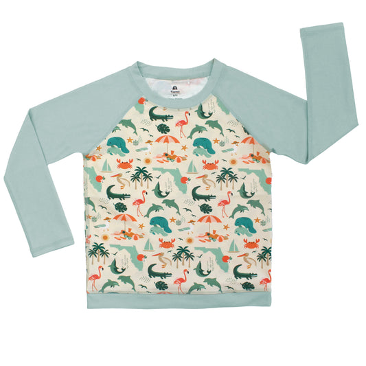 Children's sweatshirt with animal pattern on a white background
