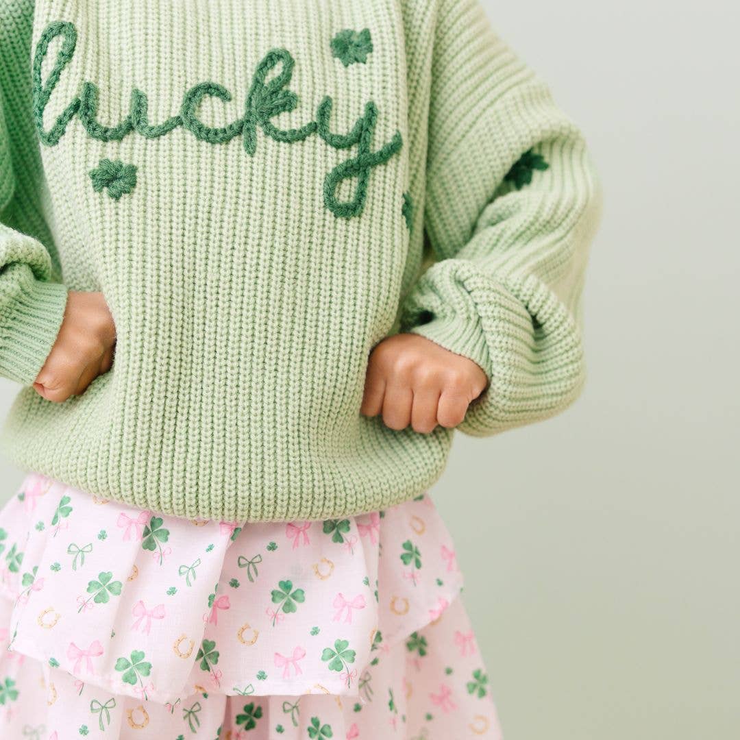 Sweet Wink - Lucky Shamrock St. Patrick's Day Knit Sweater - Kids
