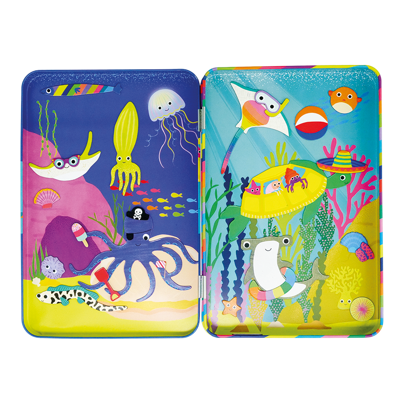 Two colorful children's book covers with underwater scenes featuring various sea creatures.