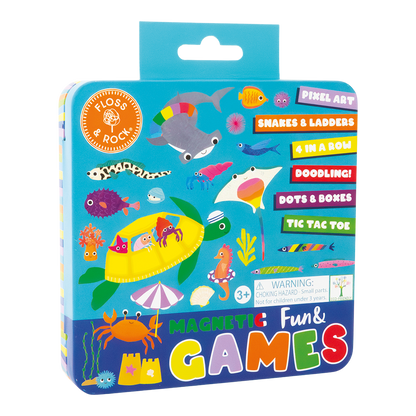 Box of Floss & Rock magnetic fun games with colorful illustrations on a white background