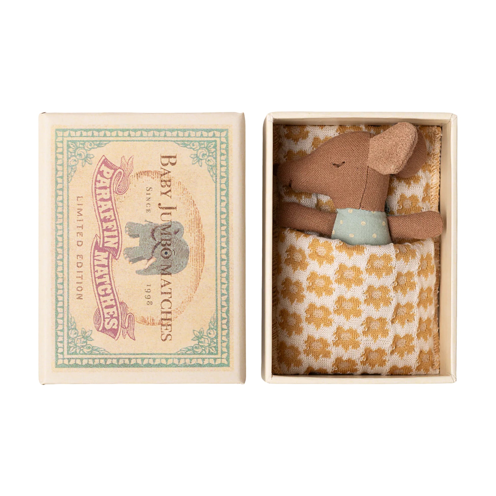 sleepy Wakey Baby Mouse in Matchbox Blue by Maileg 