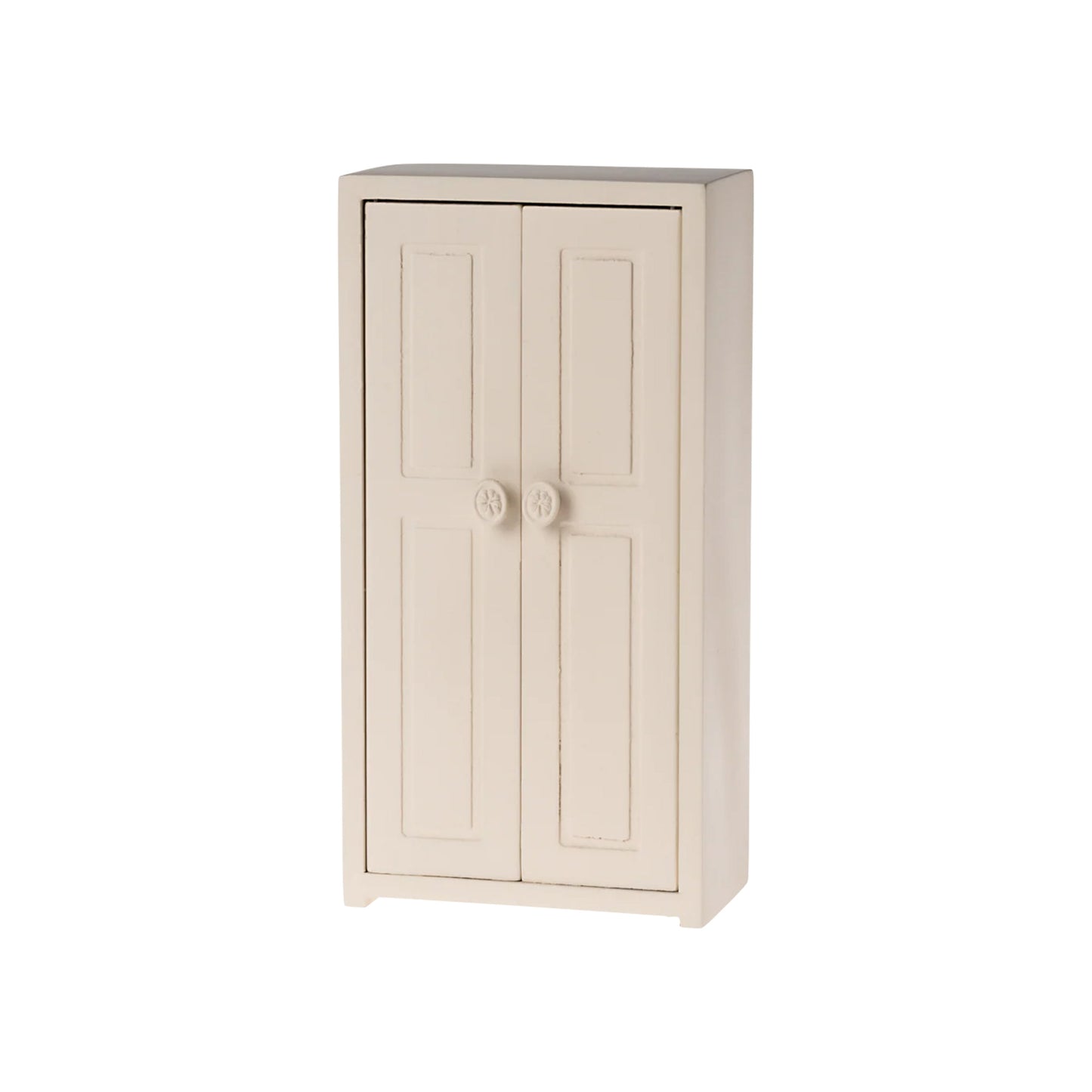 Beige two-door cabinet on a white background