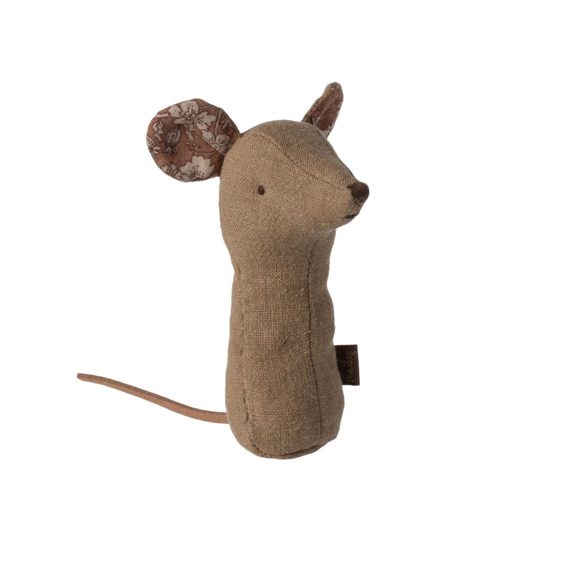 Maileg lullaby friends mouse rattle light umber baby toy