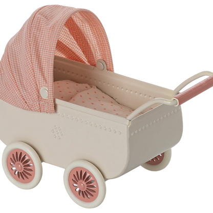 Maileg Mouse Pram - Coral