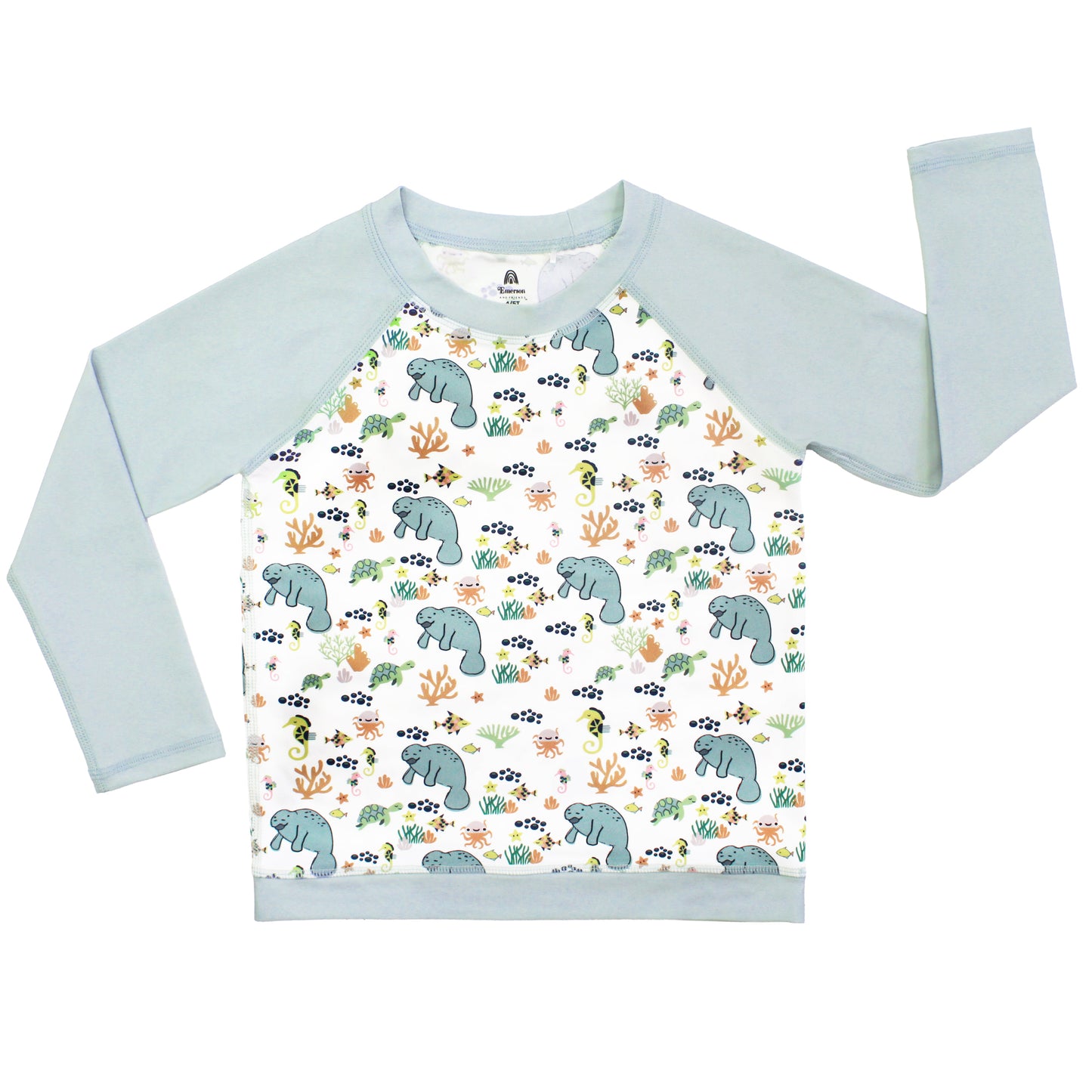 Children's sweatshirt with animal pattern on a white background