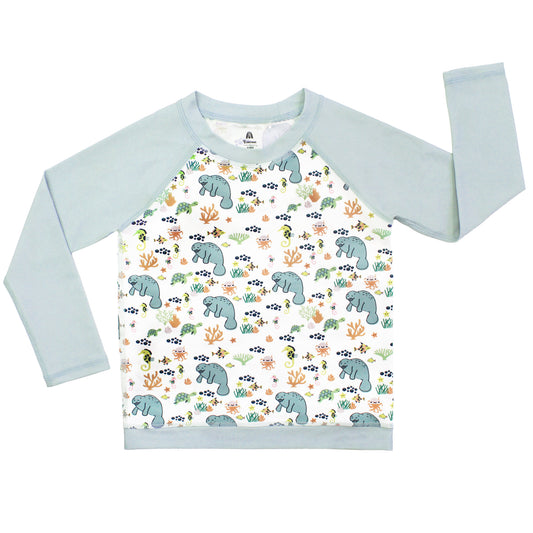 Children's sweatshirt with animal pattern on a white background