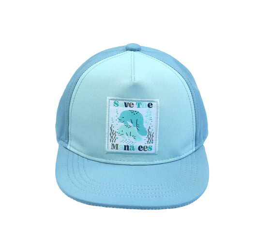 Flay lay image of our Save the Manatees Snapback Hat.