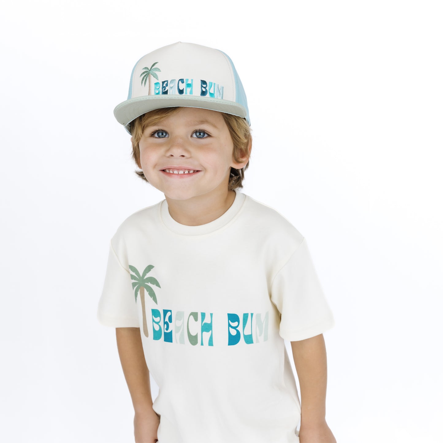 Matching Snapback and cotton shirt graphics "Beach Bum"